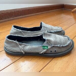 Sanuk Vagabond Men’s Casual Slip On Canvas Shoes Gray Size 8 Comfort Loafer